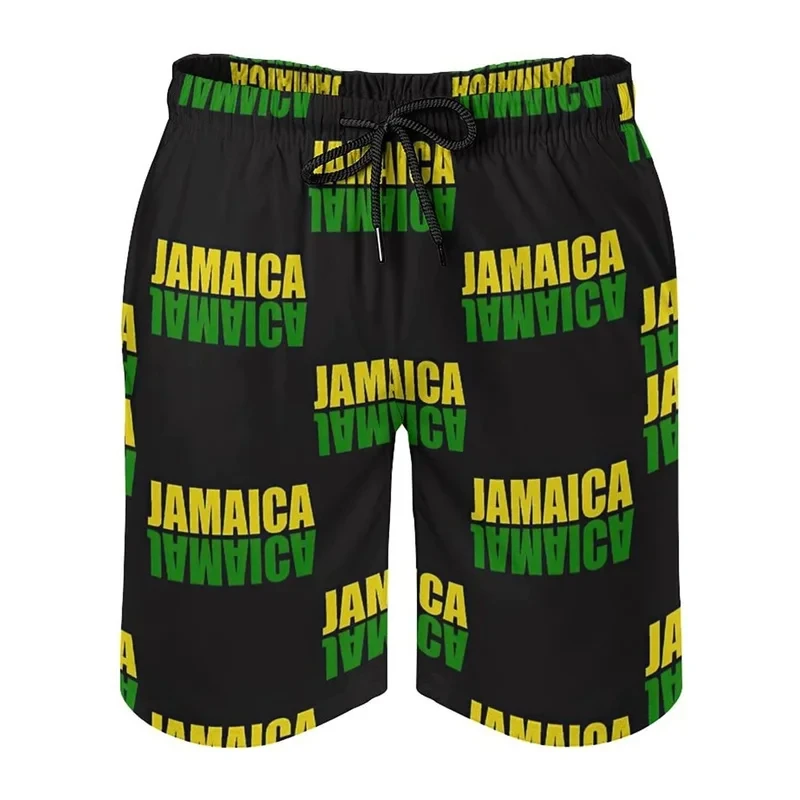 Women's Men's 3d Printed Jamaican Flag Swim Trunks Fashion Summer Beach Surf Board Shorts Quick Dry Sports Gym Short Pants