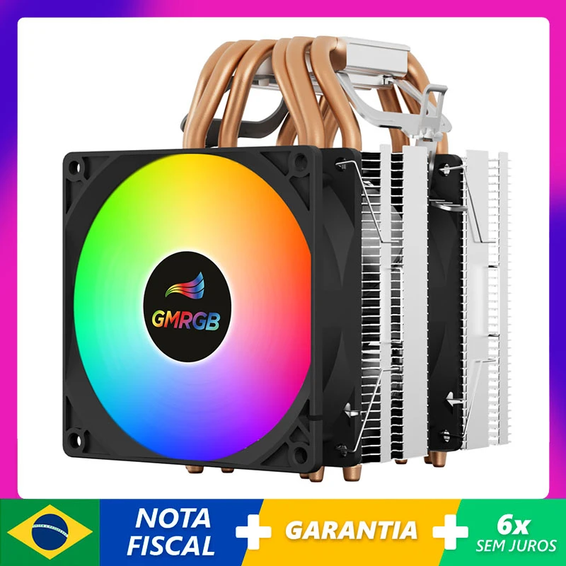 GMRGB 6 Heat Pipes CPU Cooler Fan 4Pin PWM RGB PC Silencioso Intel LGA ...