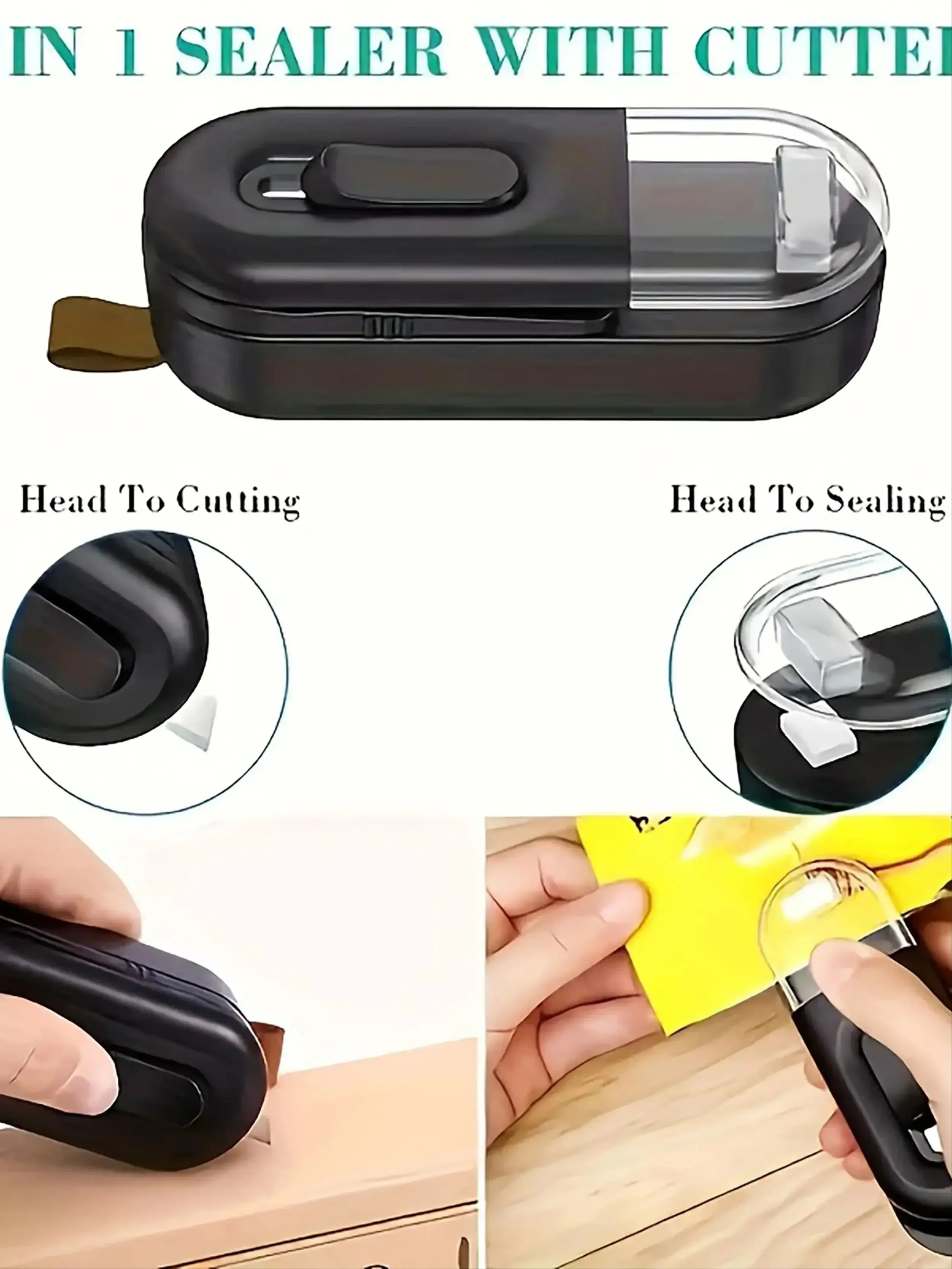 1pc Plastic Bag Sealer-Mini Sealing Machine with Cutter for Snacks and Food Preservation
