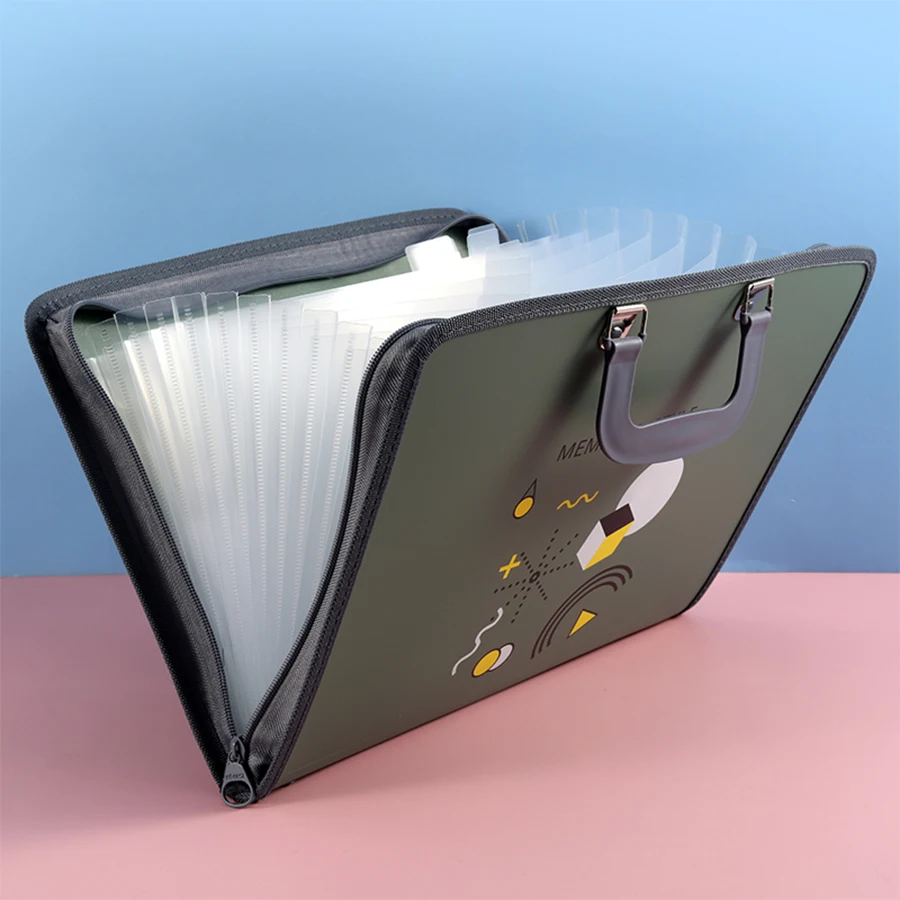 13Layers Retro Style A4 Organ Bags Student Test Paper Folder Handbag Information Storage Office Affairs Package