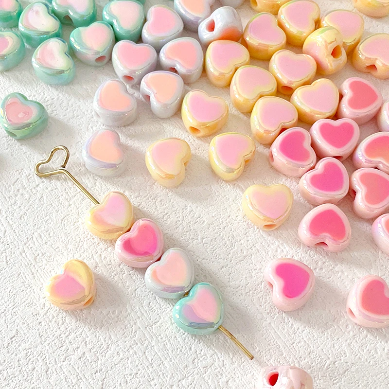 

10 PCS Cream Illusion Heart Shaped Acrylic Beads DIY Makes Jewelry, Necklaces, Bracelet AccessoriesChain Accessories Materials