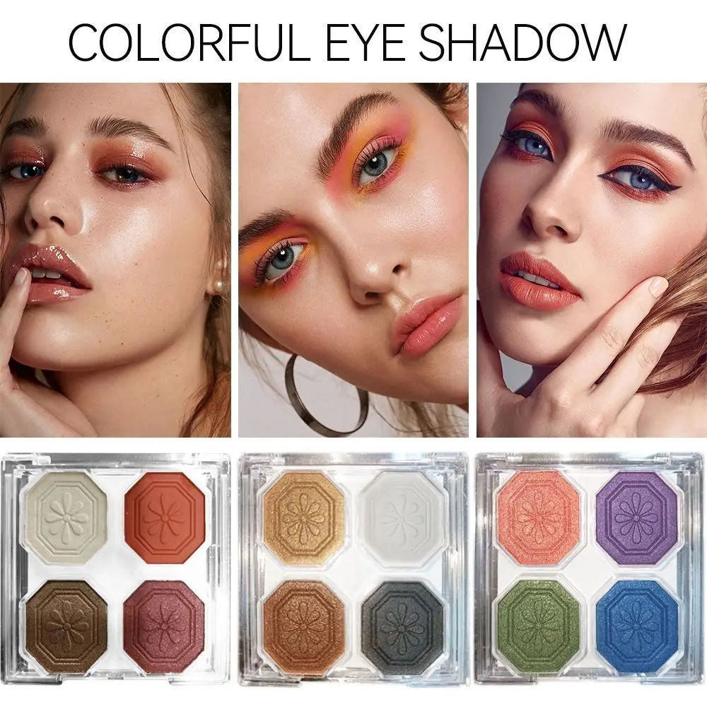 Palette Di Ombretti Per Feste Di Trucco A 4 Colori Palette Di Ombretti Blu Viola Lucido Marrone Shimmer Glitter Matte Shades Pigmenti Al Neon