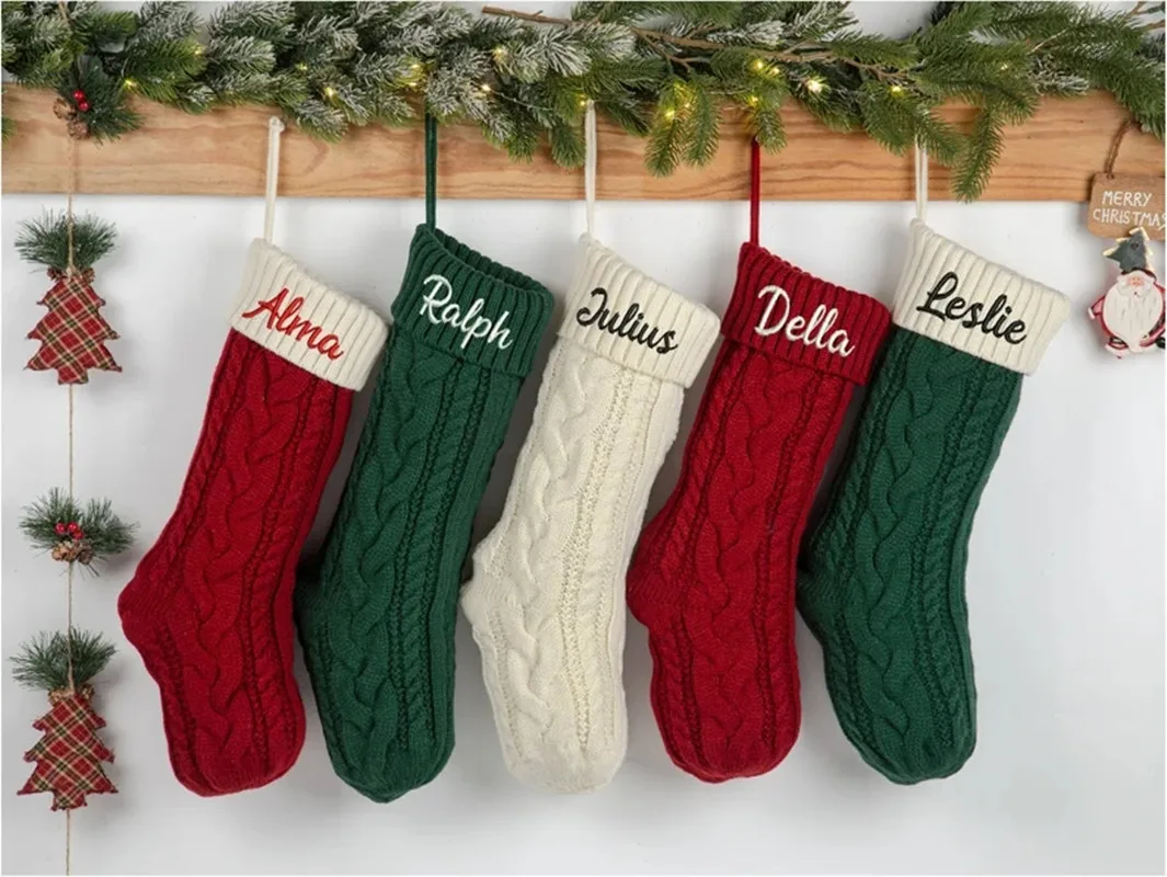 Personalized Christmas Stockings with Family Name Stockings Monogram Embroidery Knit Christmas Gifts christmas stockings