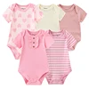New Born Bodysuits Unisex 5Pieces Baby Girl Clothes Solid Color Cotton Baby Boy Clothes Set Cartoon Print Summer Bebes 3