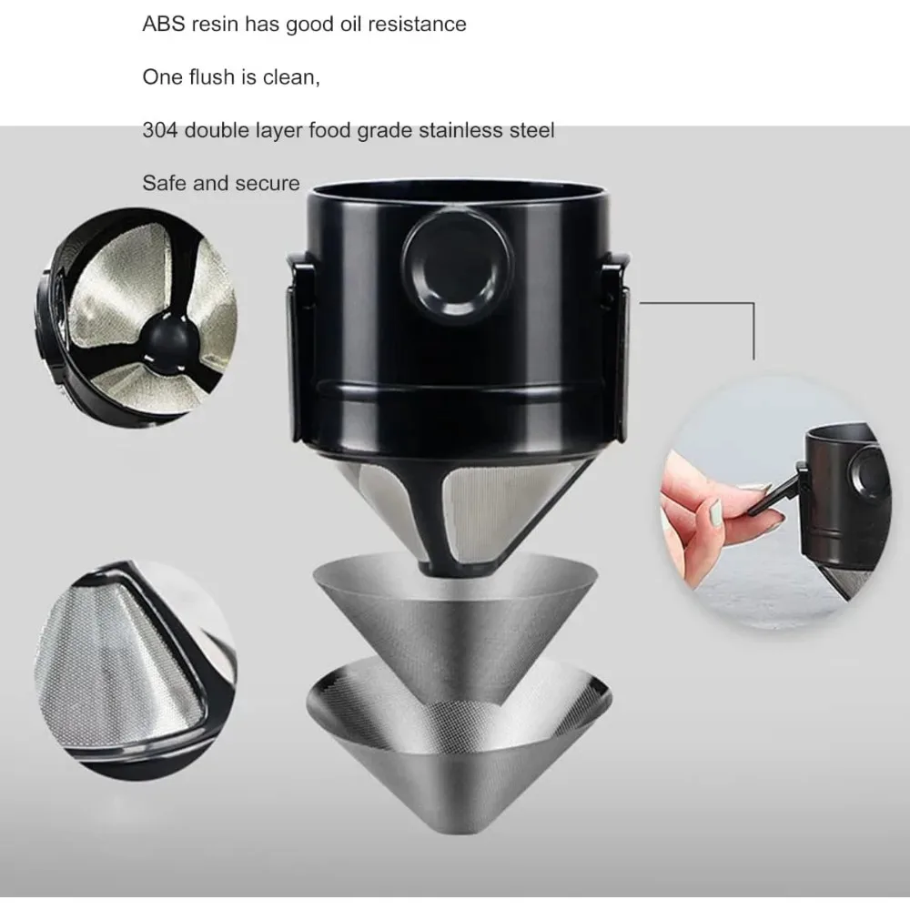 ماكينة تحضير القهوة المحمولة سعة 1-2 كوب، فلتر قهو...