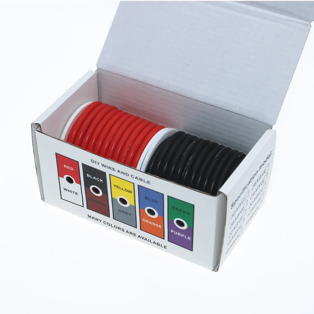 High Quality Diy Color Boxed Silicone Flexible Wire 12Awg 14Awg 16Awg 18Awg 20Awg 22Awg 24Awg 26Awg 28Awg 30Awg Silicone Cable High Quality Diy Color Boxed Silicone Flexible Wire 12Awg 14Awg 16Awg 18Awg 20Awg 22Awg 24Awg 26Awg 28Awg 30Awg Silicone Cable