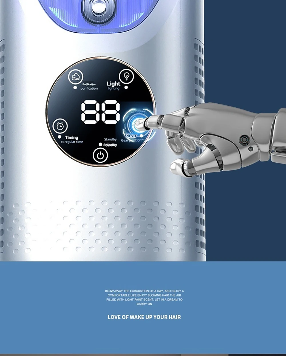 Mini Air Cooler Humidification Cooling USB Silent Timed Air Conditioning Fan Colorful Lights Night Light Led Screen 6 Wind Speed