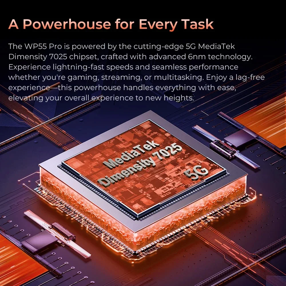 Oukitel WP55 Pro 5G Rugged Smartphone 6.6 Inch FHD+ 48GB(16+32) +512GB Mobile Phone Android 15 108MP 11000mAh Battery Cell Phone