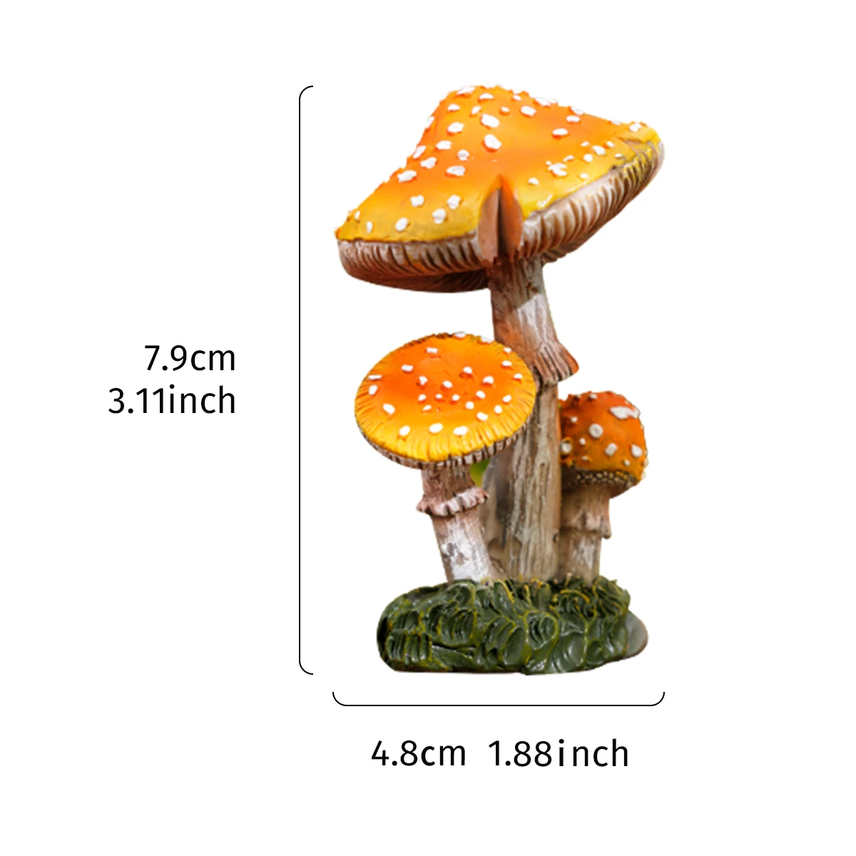1PC, three-dimensional simulation of three small mushroom decorative ornaments, resin material garden decorative ornaments