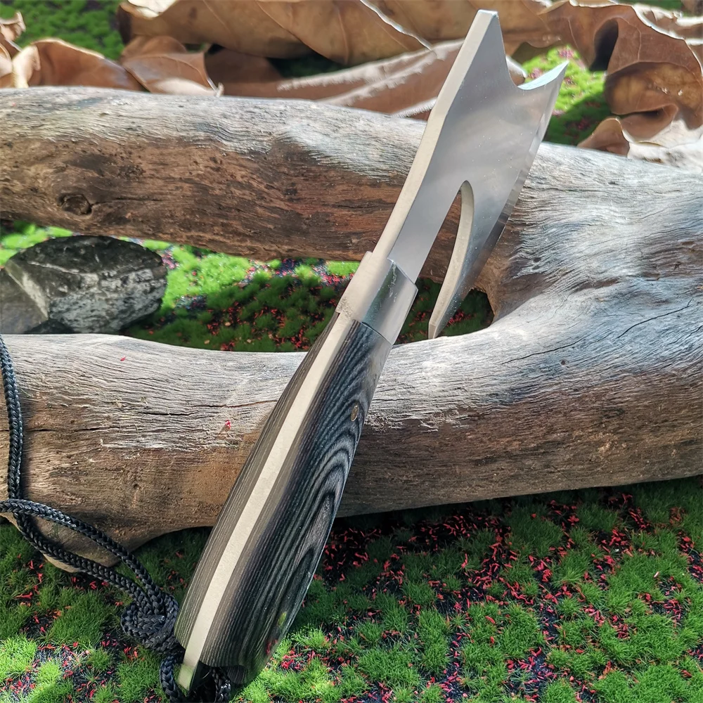 Wooden Handle Stainless Steel Blade Camping Hunting Survival Axe - Compact and Comfortable Jungle Tactical Tool 3