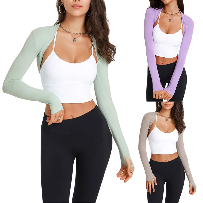 WomenLongSleeveBoleroShrugYogaOpenFrontCroppedCardiganSleeves