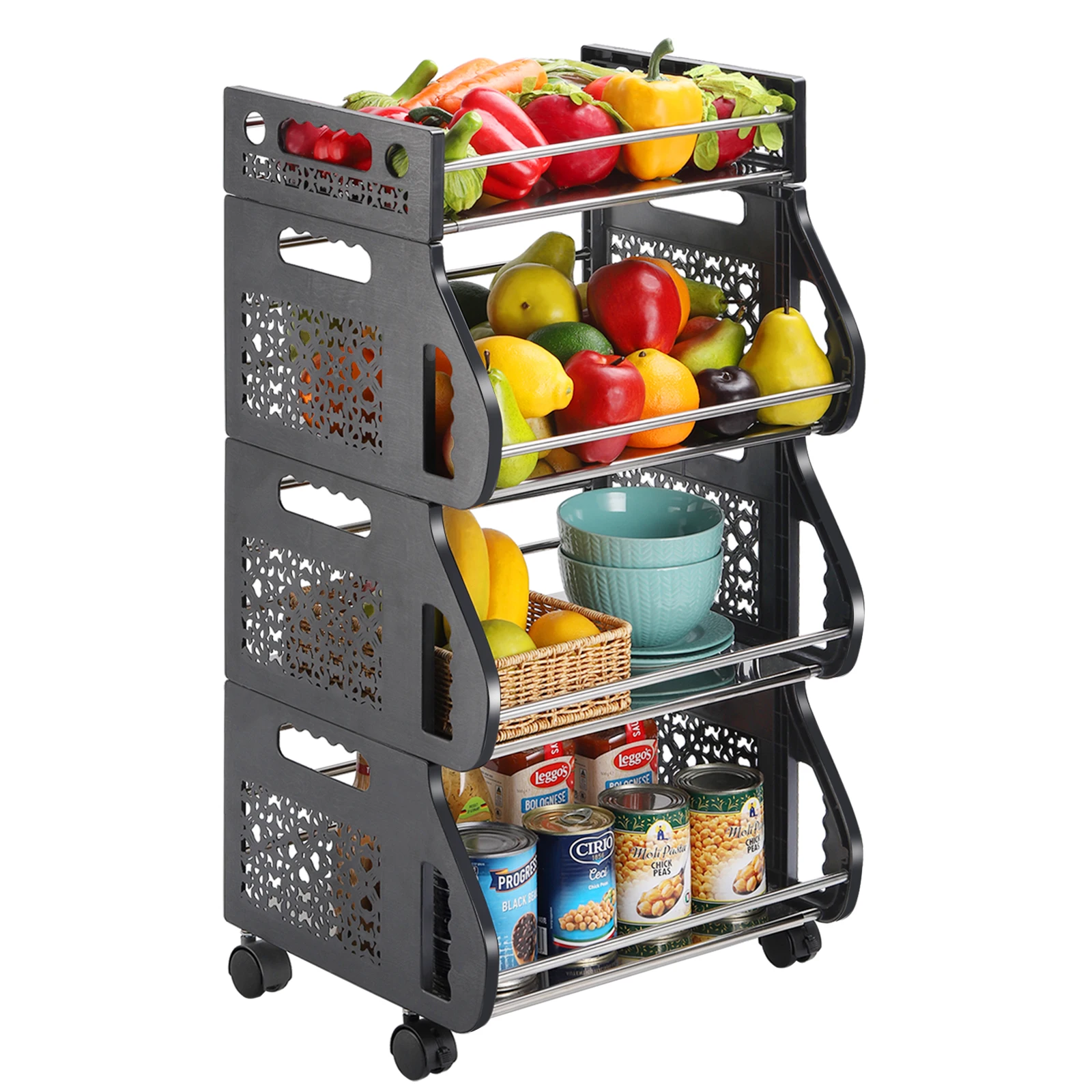 Slidable Slim Storage Cart - Adjustable Pull-Out Organizer for Kitchen ...