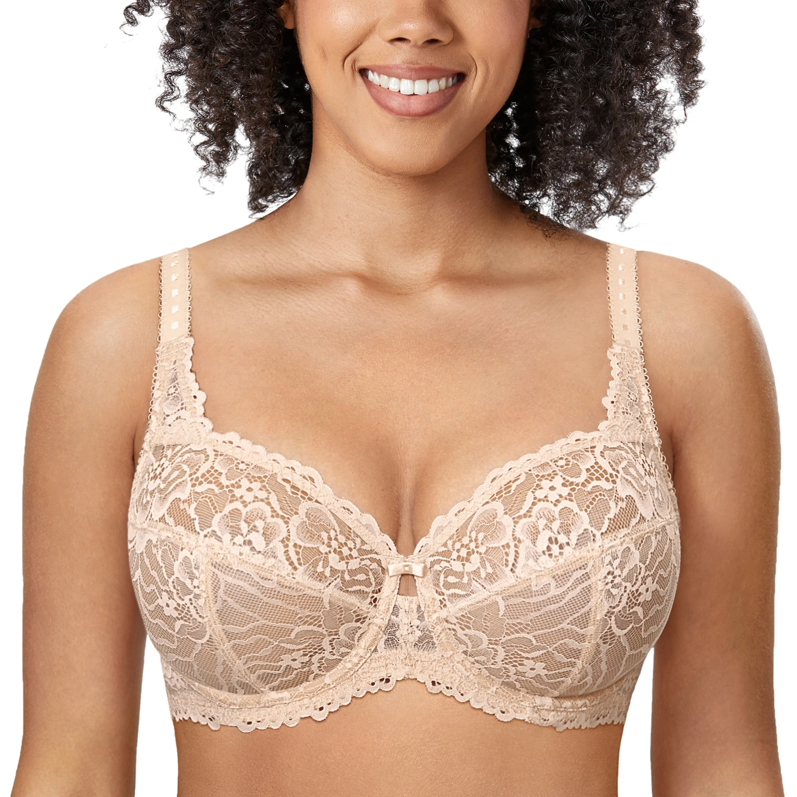 Women's Plus Size Minimizer Lace Bra Full Coverage Unlined Underwire
