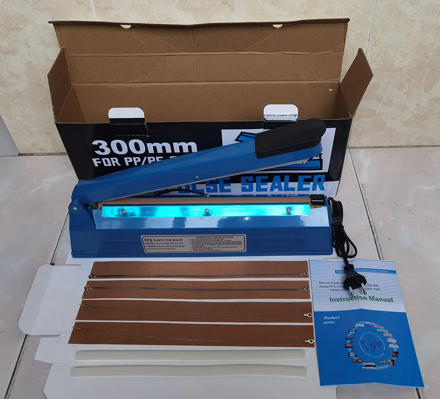 Manual Impulse Sealing Machine Cutting Machine Heat Shrink Electric Heat Sealer 400mm Aluminum Plastic Bag