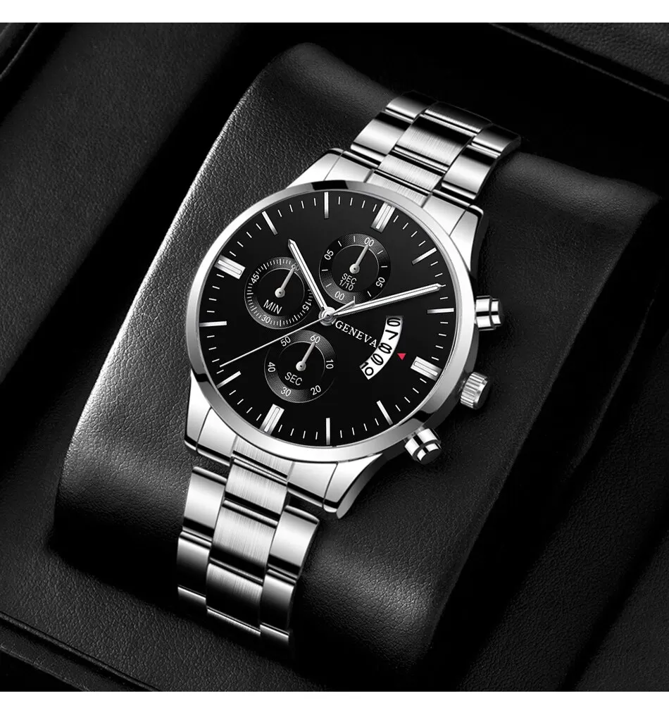 Mode herren edelstahl uhr luxus kalender quarz armbanduhr business uhren mann uhr männliche armband armbanduhr – Detail 6
