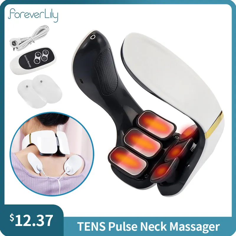 6 Teste Smart Pulse Neck Massager Tens Riscaldamento Schiena Vertebra Cervicale Fisioterapia Rilassamento Muscolare Macchina Sanitaria