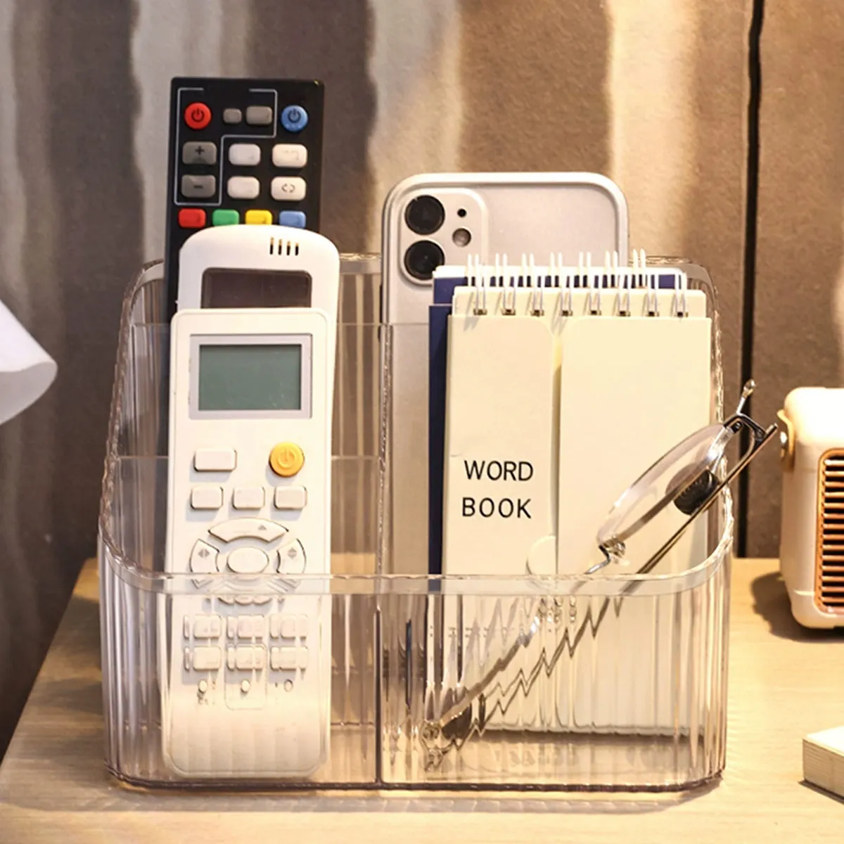 قطعة واحدة من صندوق تخزين مكتبي شفاف للاستخدام الم...