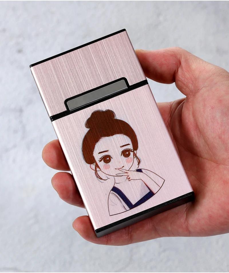 20 Sticks 100mm Roségold Aluminium legierung Frauen Zigaretten schachtel benutzer definierte Foto Logo schlanke Zigaretten etui Geschenk sexy Anime Animation – Detail 3