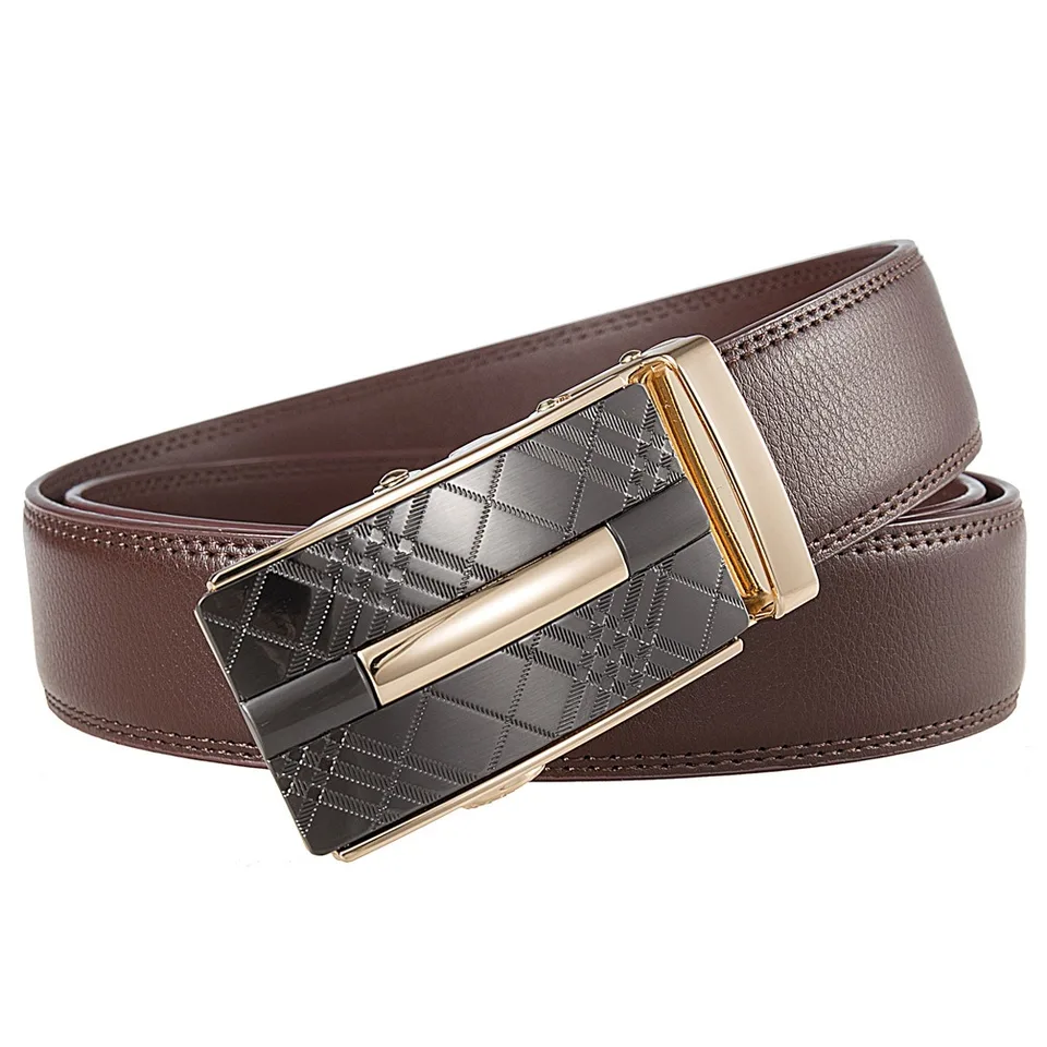 VRLEGEND Herenriem Ratel Automatische Riem Heren Leer Lederen Verstelbaar voor Pakken Business Formele Kleding 35MM,Cadeau voor Hem (140cm, Bruin