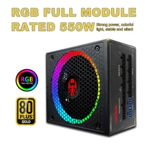 Coolmoon RGB Computer Power Supply Rated 550W Wide Active Gold Medal Silent Desktop Full Module Power Supply