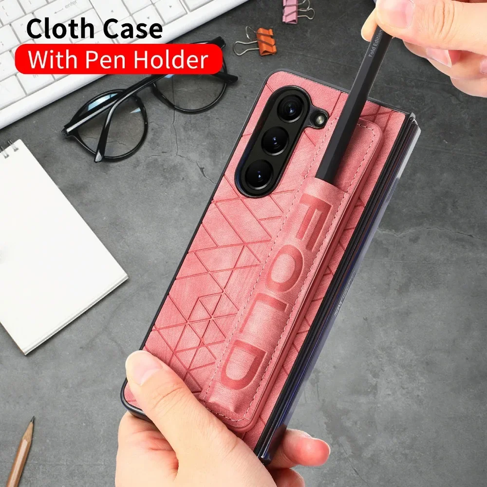 PU Leather Wrist Strap Phone Case with S Pen Holder & Finger Grip