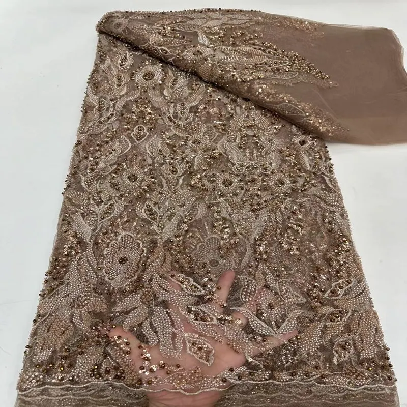 

Африканские блестки, бусины, кружевная ткань, нигерийская вышивка жениха, высокое качество, французский тюль, кружевная ткань для свадебных торжеств ts2833