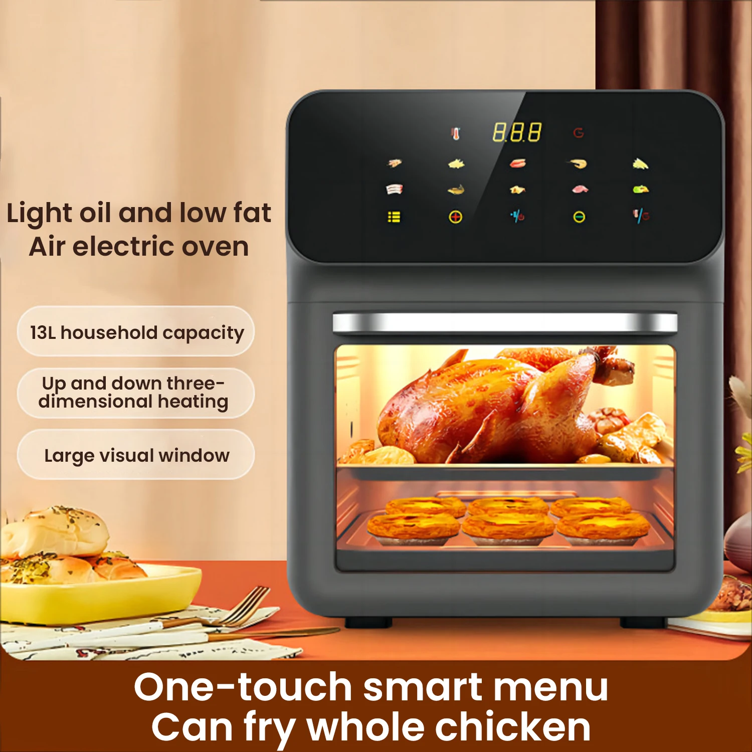 12L Large Capacity Electric Air Fryers Oil-free Automatic Household Kitchen 360°Baking Convection Oven Deep Fryer Without Oil 3