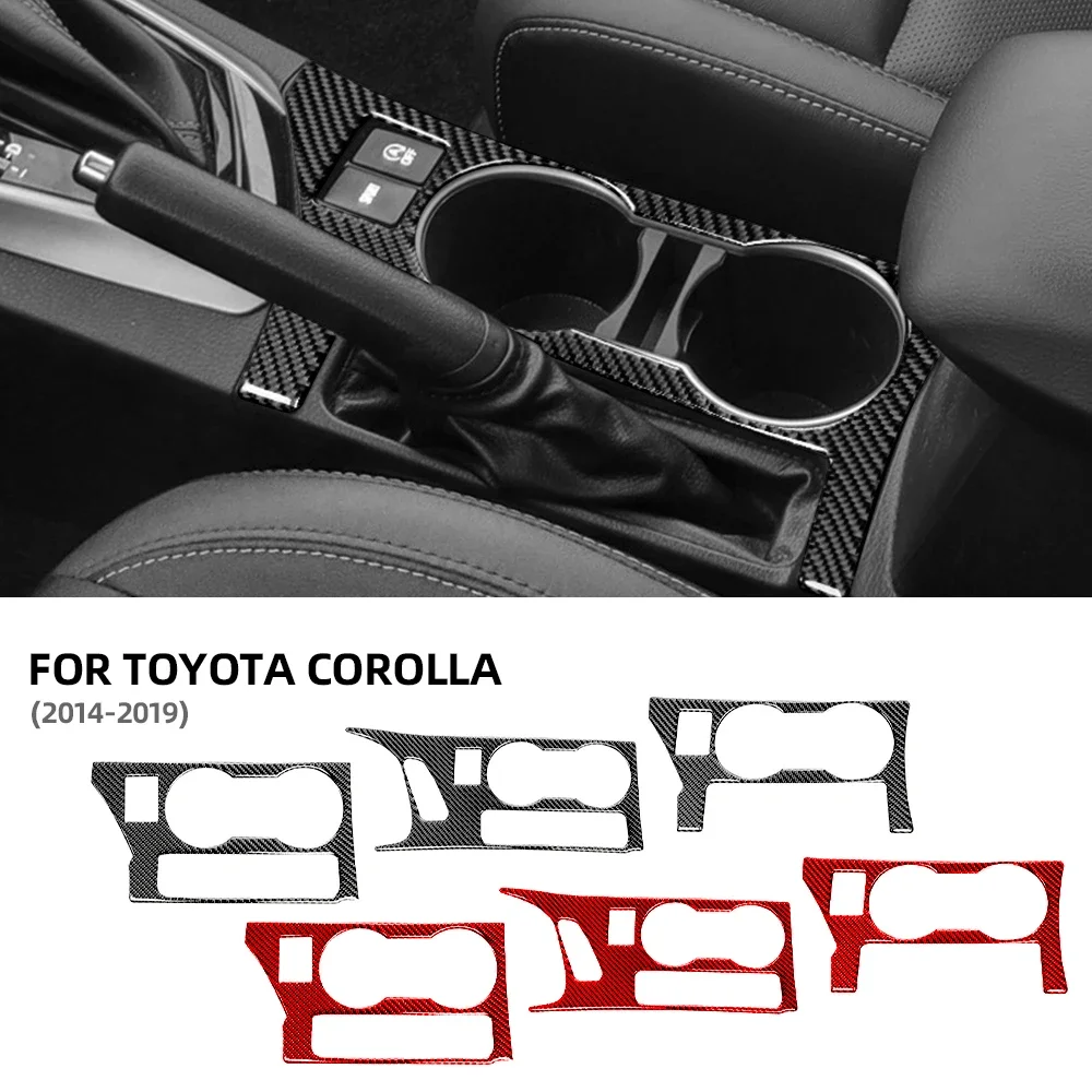 

Carbon Fiber Black Fit for Toyota Corolla 2014 2015 2016 2017 2018 2019 Central Water Cup holder Acceccories Para Auto Stickers