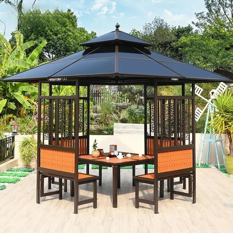 Outdoor Gazebo Small Wooden House Yard Villa Courtyard Chinese Sun Panel Pavilion Awning