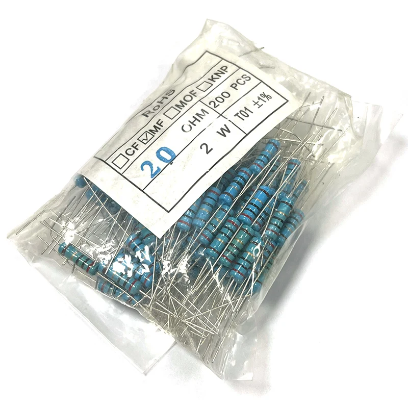 2W 2R 20R 200R 2K 20K 200K 2 20 200 Ohm R K Accuracy 1% 0.1R-10M Metal Film Resistor 20pcs