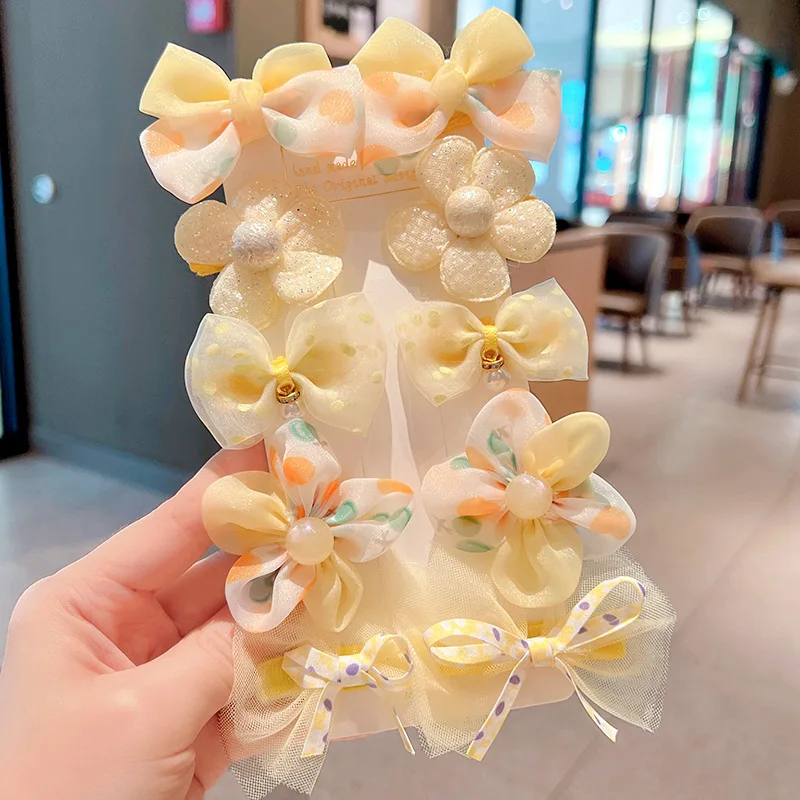 6/10/12pcs Children's Bow 10 Piece Hair Clip Cute Baby Headwear Princess Hair Clip Headwear Kids Gift