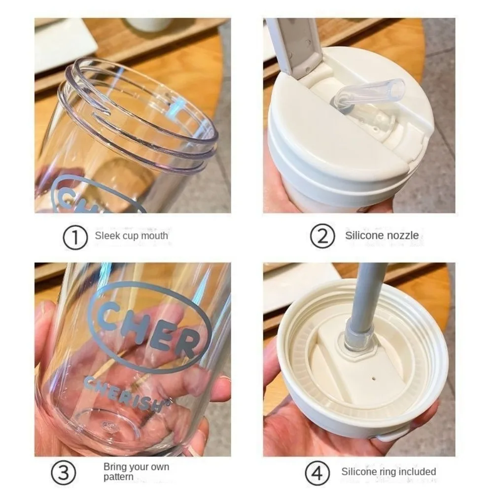 Portable Plastic Straw Cup 300mL Water Bottle