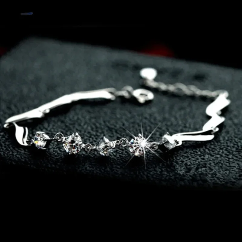 

Moissanite Diamond Bracelet Platinum Plating Sterling Silver Ten Stars Charms Bracelet Promise Gift For Women Girls Fine Jewelry