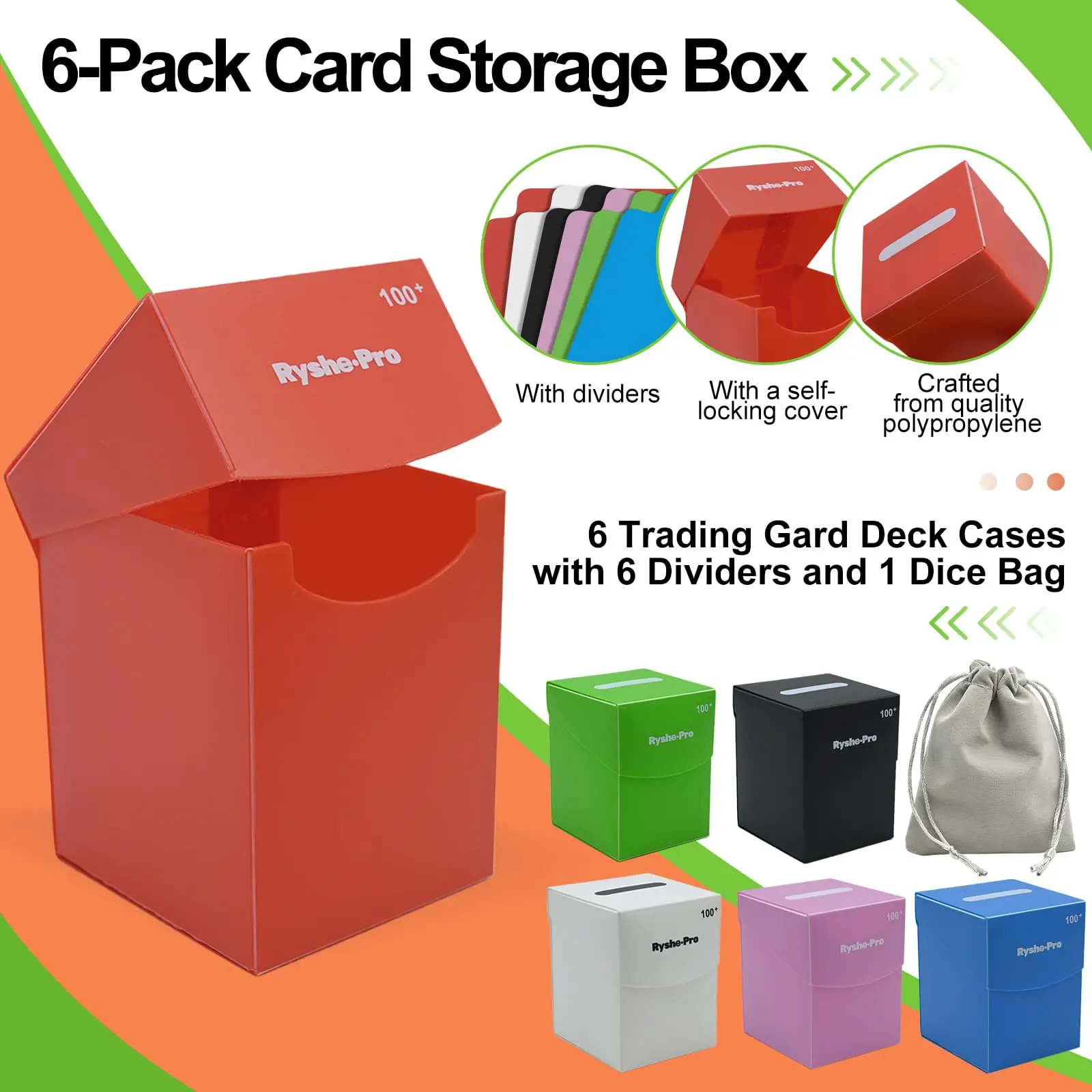 Deck Box for 100+ Pokemon/Magic/YuGiOh Collectible Trading Cards Storage Card Organizer