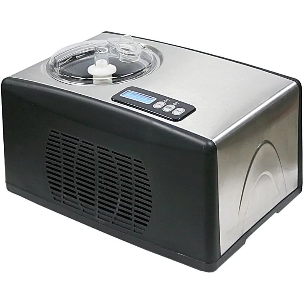 Ice Cream Maker Machine 1.6 Qt. Automatic with Built-In Compressor, LCD Digital Display & Timer, No Pre-Freezing, ICM-15LS, Sta