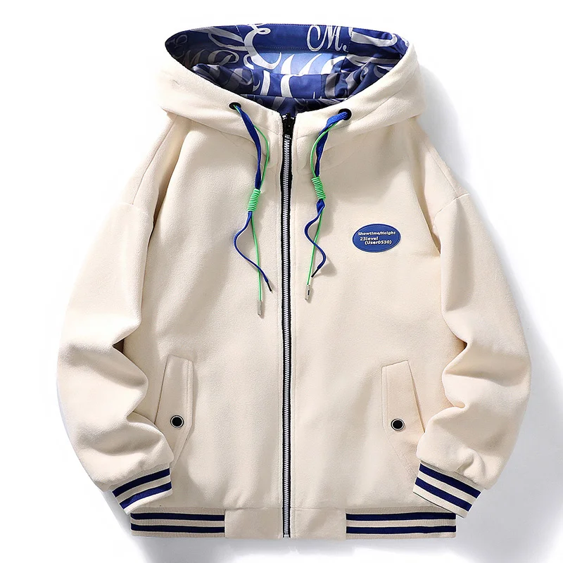 

Double Sided Wear 2024 New Men Winter Fleece Hooded Parka Coat Casual Tactical Outwear Thick Warm Bomber Clothing