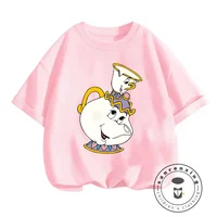 Summer's Disney Cuties Vibrant Beauty and the Beast Prints Enliven Cute, Simple, Hip-Hop Inspired T-shirts for Boys and Girls 2