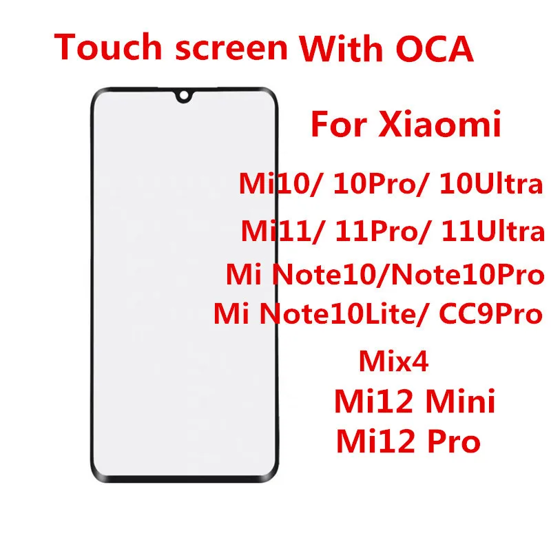 Переднее стекло для Xiaomi Mi 10 Pro 11 Ultra 12 Mini Note Lite Mix4 ЖК-дисплей с сенсорным экраном
