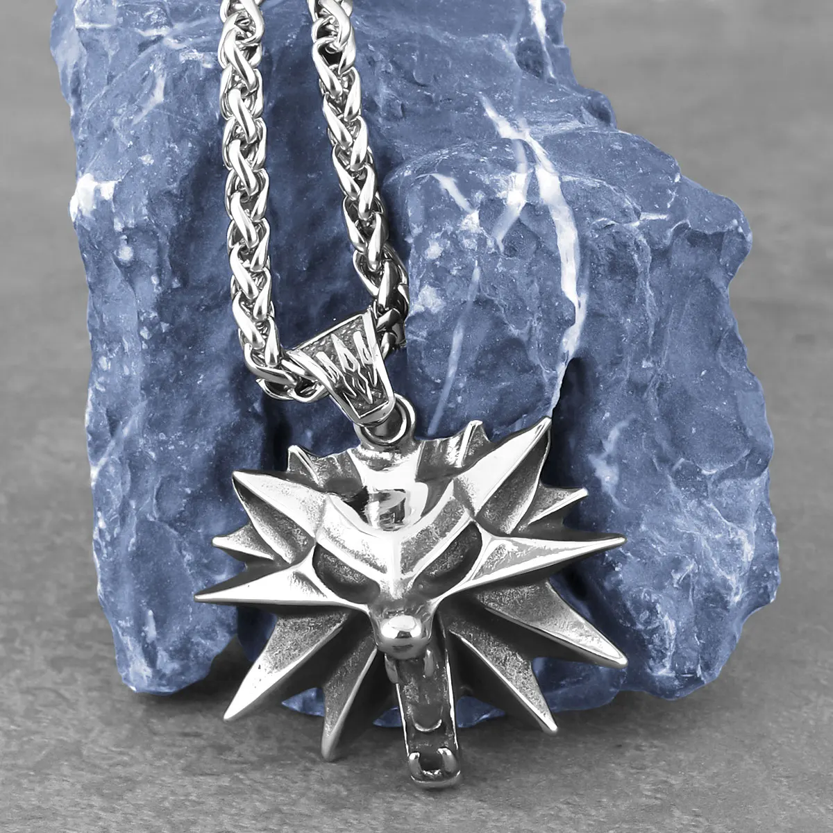 Pendentif Tête De Loup En Acier Inoxydable - Style Western/Viking/Biker, Référence 120, Neuf Sans Emballage