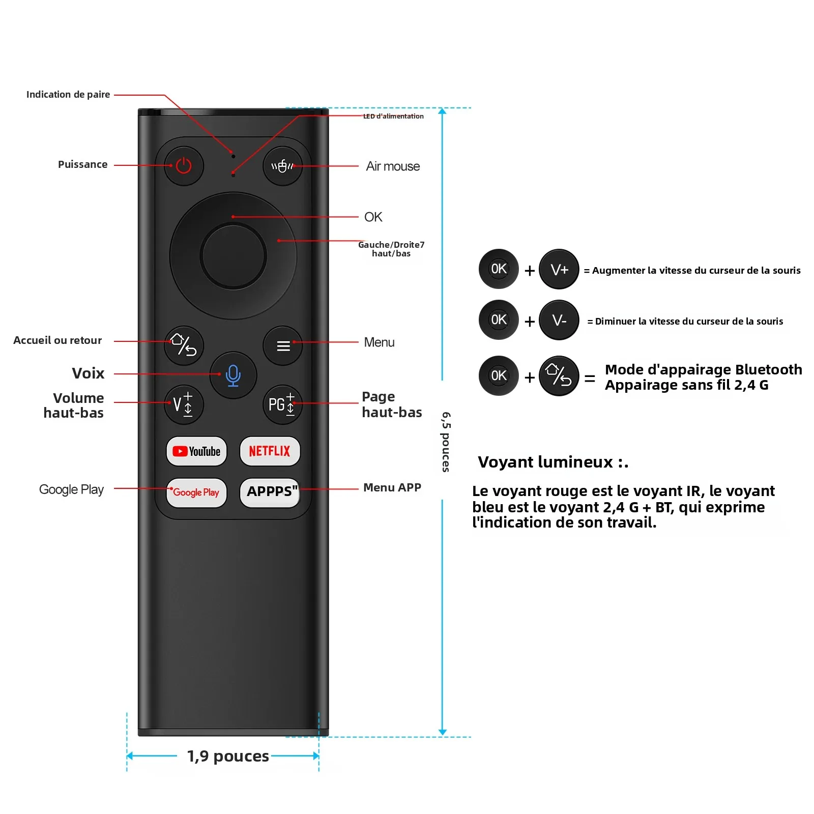 iPazzPort Universal Remote Mini Keyboard Wireless Combo With Voice Air Mouse, IR Learning Controller For Android TV_voghion.com