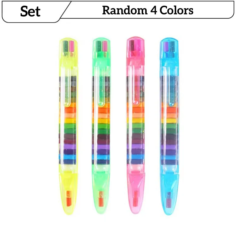 Vibrant Stackable Crayons Set - 20 Colors with Replaceable Tips