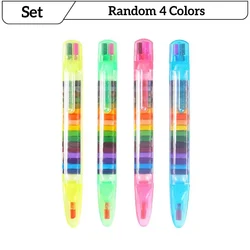 Vibrant Stackable Crayons Set - 20 Colors with Replaceable Tips (Set of 4 Pens)