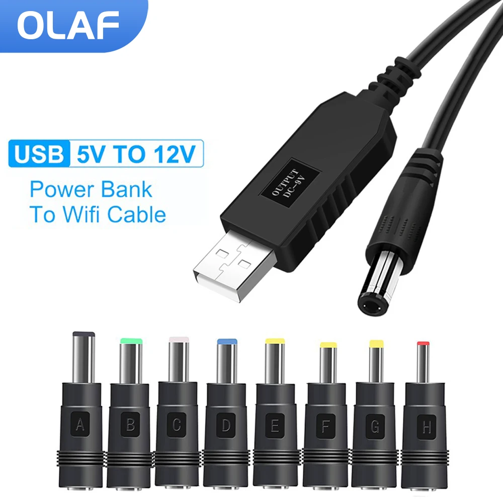 OLAF WiFi to Powerbank Cable Connector USB DC 5V to 12V Cable Boost Converter  Step-up Cord for Wifi Router Modem Fan Speaker