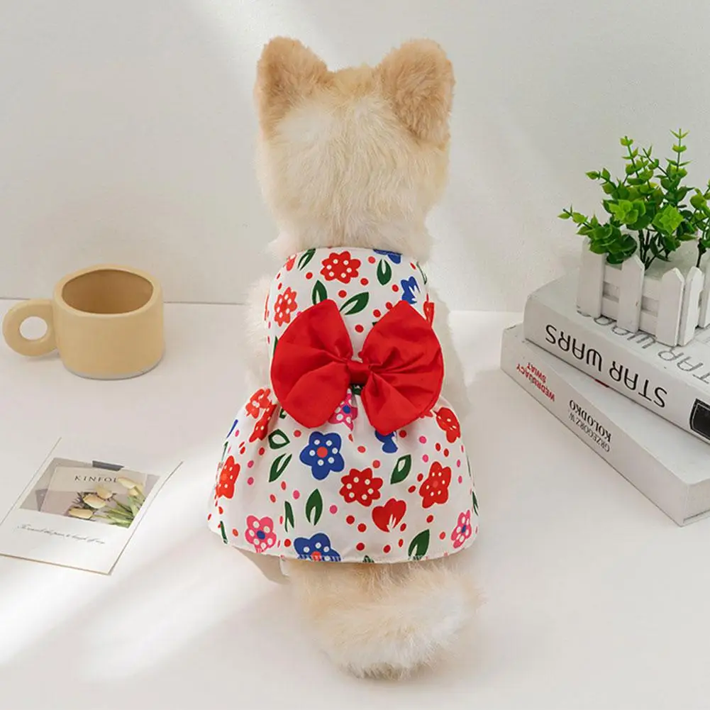 강아지 공주 원피스 얇은 옷, 꽃 인쇄 원피스, 강아지 공주 고양이 꽃, 애완 동물 원피스 공주 용품, 여름 O9O9