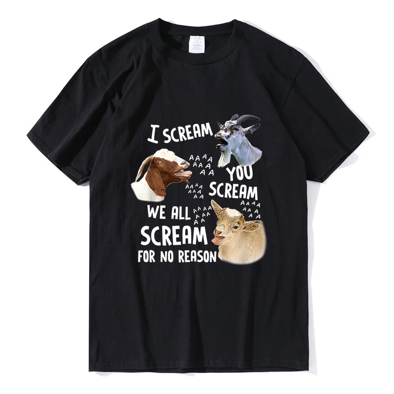 Maglietta Da Uomo Capra I Scream You Scream We All Scream Senza Motivo Camicia Da Uomo Vintage Manica Corta Divertente Unisex Manica Corta Tee