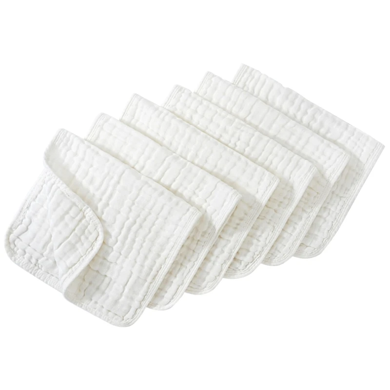 Pack of 6pcs Cotton Bib Baby Burp Cloths Soft Absorbent Face Towel Shoulder Pad 6-layer for Drooling and Teething