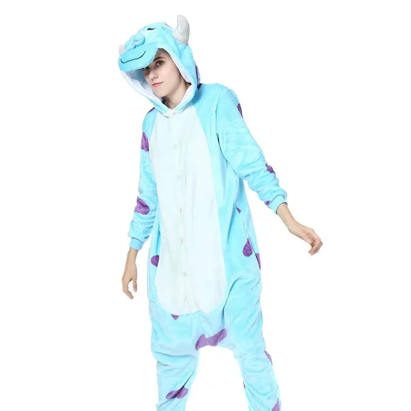 

New Blue Sully Sullivan Cartoon One-piece Pajamas for Adult Couples Parent-child Toilet Flannel Casual Loungewear performance
