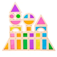 Regenbogen Stapel Acryl Block Montessori Holz Spielzeug – Bild 2