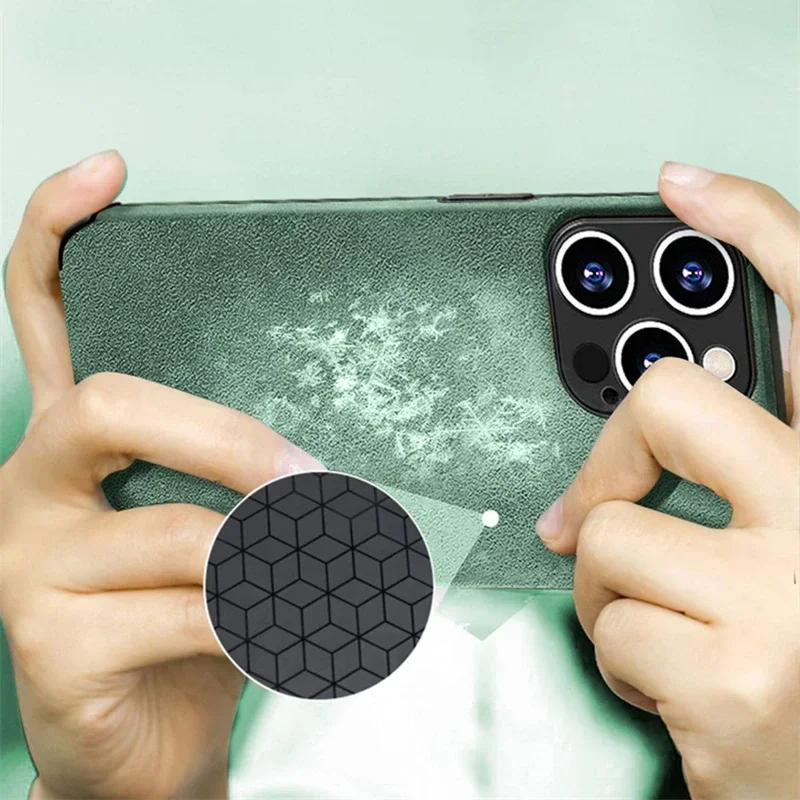 Luxury Matte Vintage Tumbled Leather Soft Phone Case - Suede Shockproof Back Cover