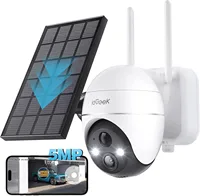 ieGeek Caméra de surveillance WiFi extérieure sans fil 5MP, caméra solaire, caméra 360 degrés, détection PIR humaine, vision nocturne couleur 1